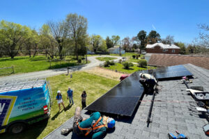 Solar installation on the roof of the Van Zandt home