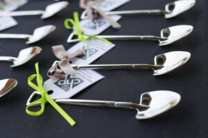Mini-shovels for attendees at the Witter Place groundbreaking