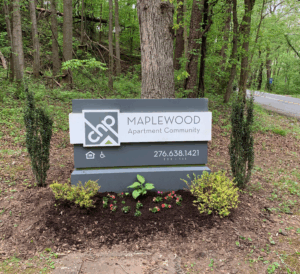 Sign for Maplewood Apartments