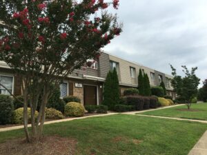 Exterior of apartment building at Kensington Village