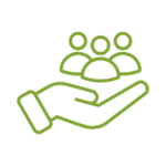 Icon of people over an open hand