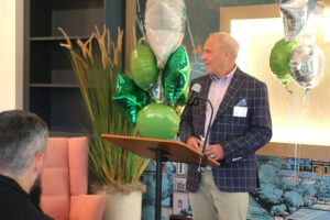 Joseph Schwenker speaking at the ribbon cutting