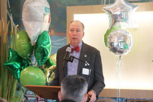 Peter Mahoney speaking at the ribbon cutting