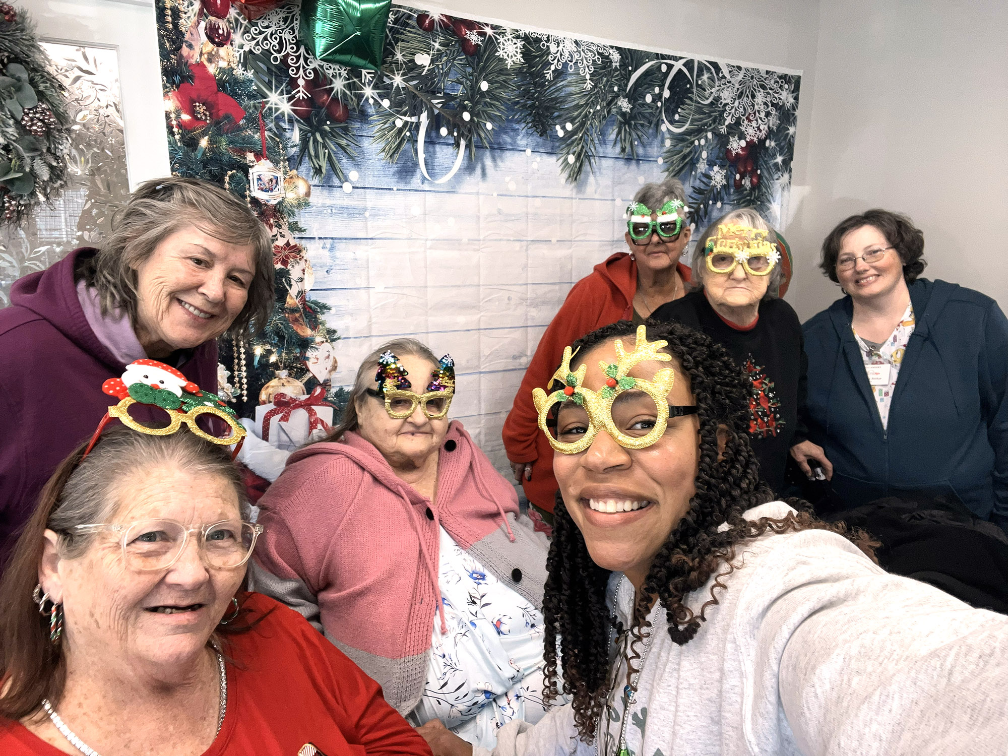 Seniors and staff participating in the CHP Warm Wishes program